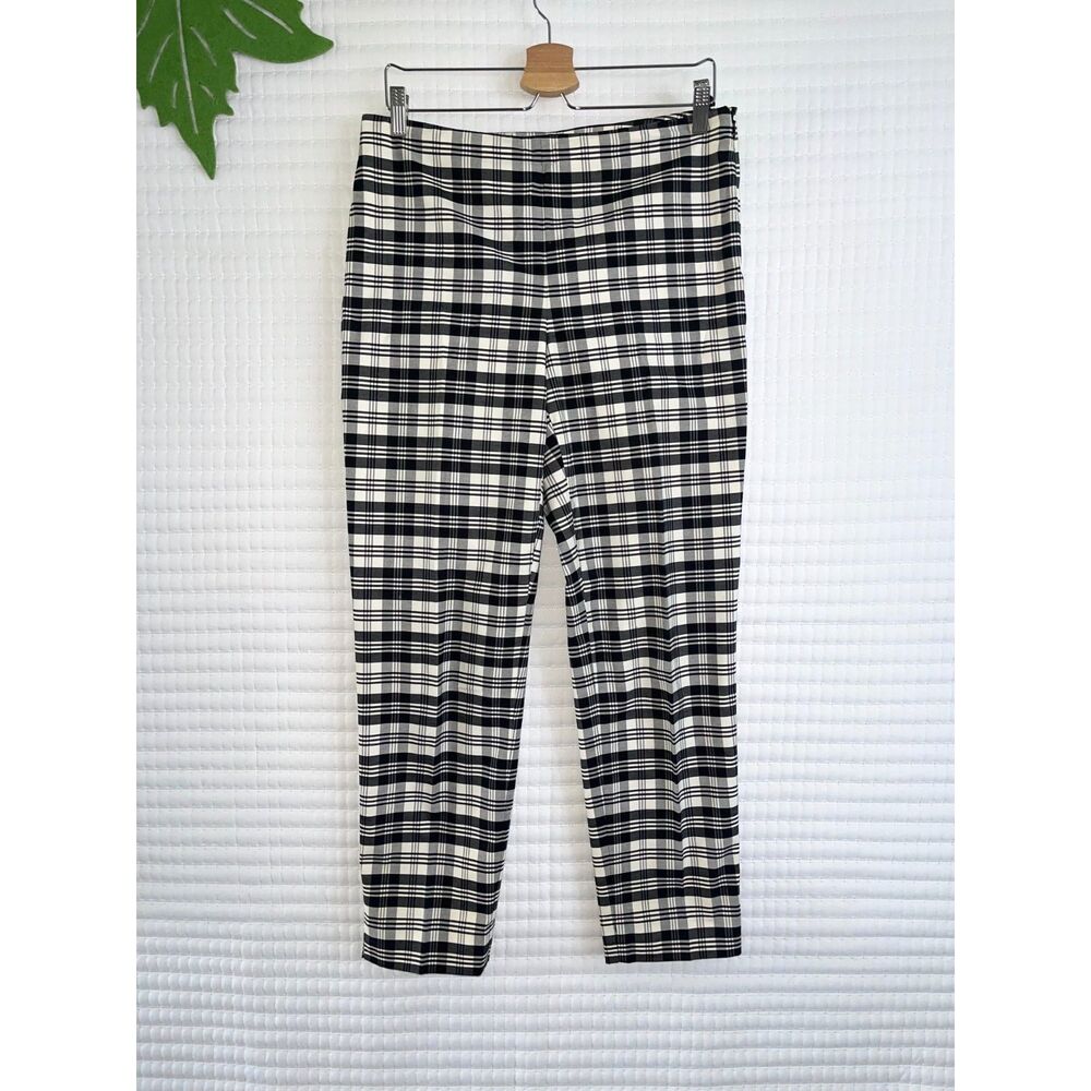 Talbots Black White Glen Plaid Pants Size 6 Cotton Stretch Casual